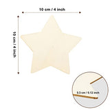 50PCS Unfinished Blank Wood Pieces, 4 Inch Natural Wooden Cutouts Ornaments for DIY Crafts Projects and Christmas Party Wedding Decoration(Star LepoHome