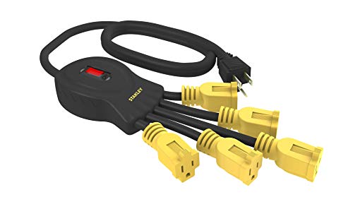 Stanley 31500 PowerSquid 5-Outlet Multiplier (Yellow) Power Cords Stanley