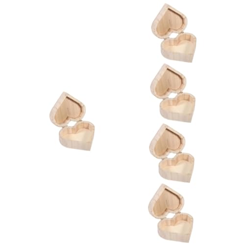 NOLITOY 5pcs Vintage Cases Unfinished Treasure Chest Heart Jewelry Case Ring Case Jewelry Organizer Tray Engagement Ring Heart Case Ring Chest NOLITOY