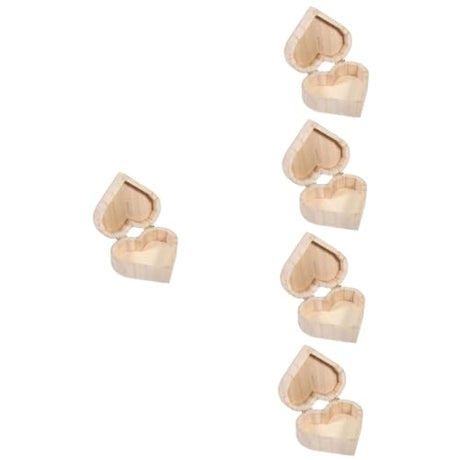 NOLITOY 5pcs Vintage Cases Unfinished Treasure Chest Heart Jewelry Case Ring Case Jewelry Organizer Tray Engagement Ring Heart Case Ring Chest NOLITOY