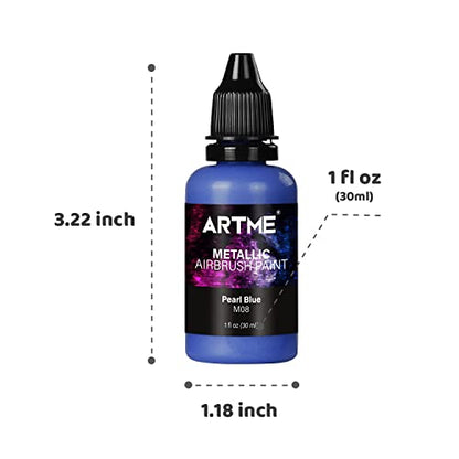 ARTME Airbrush Paint, 12 Metallic Colors Airbrush Paint Set Opaque & Water Based Acrylic Metallic Airbrush Paint, Ready to Spray, Leather & Shoe - WoodArtSupply