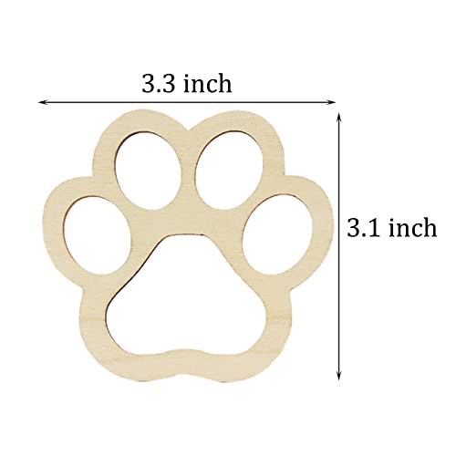 30PCS Wood Paw Print Wooden Dog Paw Cutouts Wood Dog Puppy Paw for Crafts DIY Ornament Party Decorations, 3.3 x 3.1”