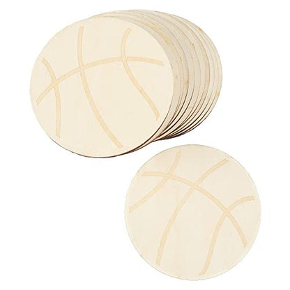 Factory Direct Craft Group of 24 Unfinished Wooden Basketball Cutouts for Sports Themed Decorating and Craft Activities