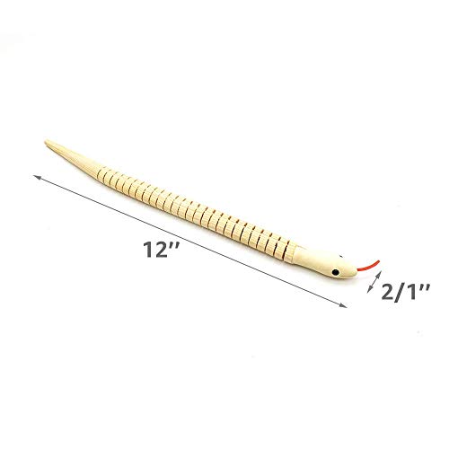 Natural Unfinished Wooden Wiggly Snakes - 12” Flexible Timber Snake - Blank Canvas - Great for Arts and Crafts - Themed Birthday Party Supplies, M MUGIT