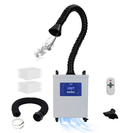 KQZ 150W strong suction fume extractor for laser engraver, 3-layer filtration system low noise with 10 pre-filters for soldering and laser cutting KQZ
