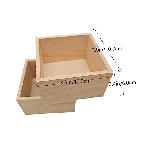 TEHAUX 2pcs No Cover Wooden Box Jewelry Holder Container Wooden Treasure Chest Unfinished Wood Boxes Small Wooden Boxes with Lids Sundries Storage TEHAUX