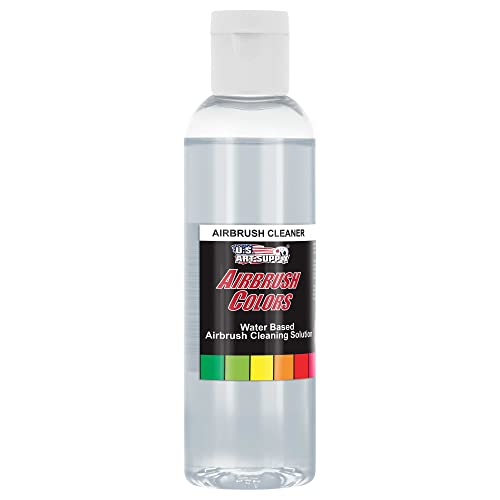 U.S. Art Supply Airbrush Cleaner, 4-Ounce Bottle - Fast Acting Cleaning Solution, Quickly Remove Water-Based Acrylic Paint, Watercolor, Makeup, Inks - WoodArtSupply