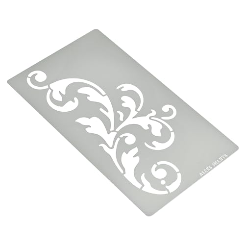 Aleks Melnyk No.349 Metal Stencil, Swirls, Ornaments, Flowers Vine, Patterns, Border, Small Stencil, 1 PC, Template for Wood Burning, Engraving, Aleks Melnyk