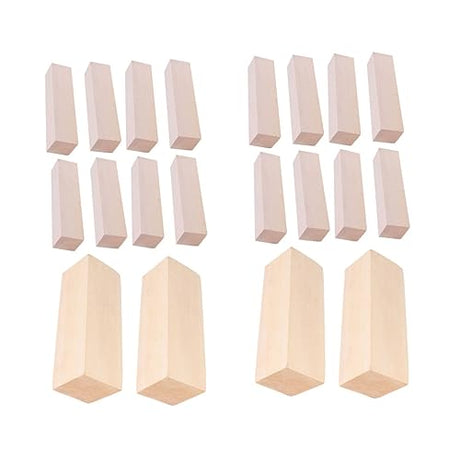 20 Pcs Carved Wooden Strips Wood Building Blocks Wood Carving kit Natural Wood Slices Blank Wooden Blocks for Crafts Unfinished Wood Letter Blocks EXCEART