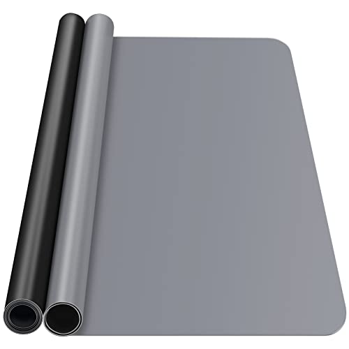 Silicone Sheets for Crafts, IKOCO 15.7"x 11.8" Silicone Craft Mat for Playdough A3 Large Nonstick Art Mat for Epoxy Resin Jewelry Casting, Black&Grey IKOCO