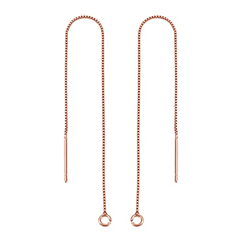 Craftdady 10 Pairs Rose Gold Ear Threads Long Box Chain Dangle Bar Threader Earrings Pierced Dangling Drop Stud Earrings with Loop 3.93" - WoodArtSupply