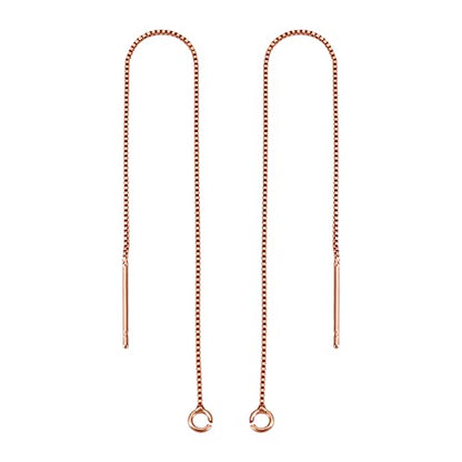 Craftdady 10 Pairs Rose Gold Ear Threads Long Box Chain Dangle Bar Threader Earrings Pierced Dangling Drop Stud Earrings with Loop 3.93" - WoodArtSupply