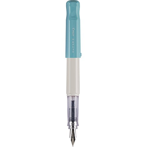 PILOT Kakuno Fountain Pen, White/Turquoise Barrel, Fine Nib (90124) - WoodArtSupply