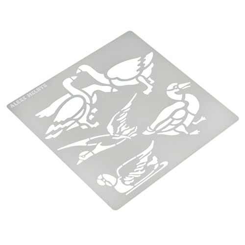 Aleks Melnyk No.477 Metal Stencil, Geese, Ducks, Poultry Farm, Birds, Animals, Canada Goose. Small Stencil, 1 PC, Template for Wood Burning, Aleks Melnyk