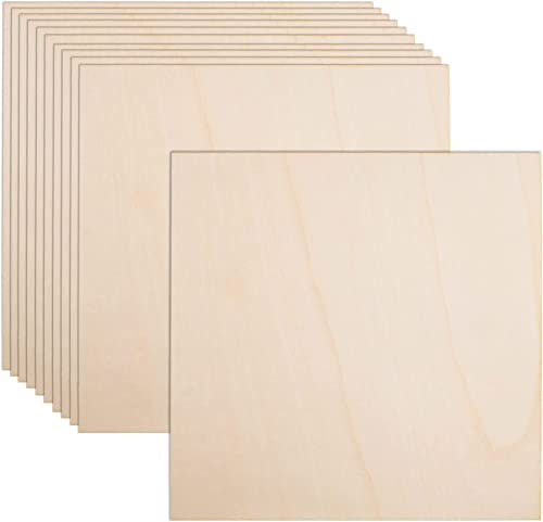 12 Pack Basswood Sheets for Crafts-16 x 16 x 1/8 Inch- 3mm Thick Plywood Sheets with Smooth Surfaces-Unfinished Squares Wood Boards for Laser