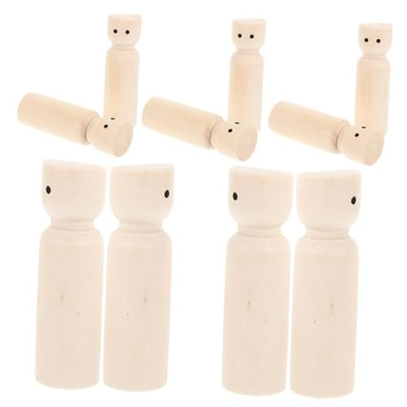 Abaodam 10pcs Painted Wooden Doll Unfinished Wood Craft Dolls Wooden Peg Figures Wooden Family Dolls Peg Dolls Unfinished Wooden Peg Doll Unfinished Abaodam