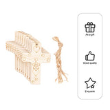 Sewroro 50 Sets Unfinished Wood Cutout DIY Cross Shaped Wood Pieces Blank Wood Cross with Hemp Ropes for DIY Projects Crafts Xmas Tree Hanging Sewroro