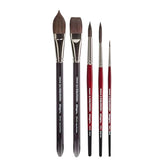 KINGART Equinox, Black Kazan Synthetic Watercolor Brushes, Set of 5 KINGART