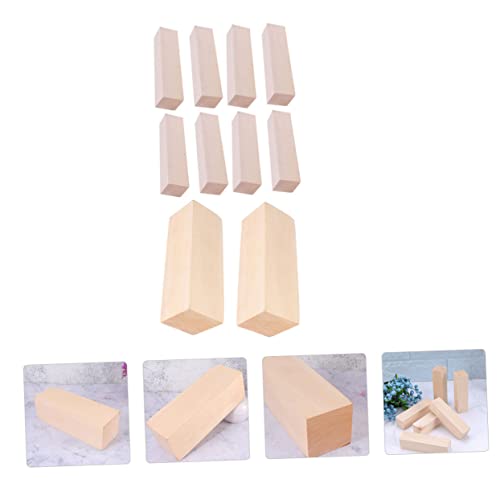 EXCEART 10 Pcs Carved Wooden Strips Wooden Whittling Kit Unfinished Wood Blocks Home Depot Unfinished Wood Blocks for Crafts Wood Squrae Sticks EXCEART