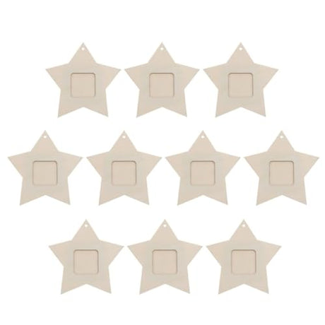 Healifty Photo Frame Unfinished Wood Mini Star Photo Frame Hanging Pendants for Home Bedroom Living Room 10PC Healifty