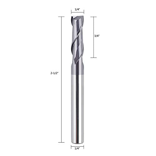 SpeTool 5PCS 2 Flutes Square Nose End Mill Set Power Milling Machine Carbide Upcut CNC Router Bits Tiain Coated, 1/4 inch Shank, 2 1/2 inches Long SpeTool