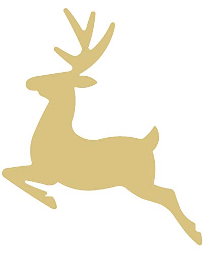 Deer Cutout Unfinished Wood Antlers Caribou Reindeer Forest Animal Buck Doe Zoo MDF Shape Canvas Style 3 (6")