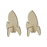 JANOU 12 Sets Rocket 3D Wood Tabletop Cutouts Unfinished Wooden Stand Up DIY Craft for Outer Space Birthday Baby Shower Decoration JANOU