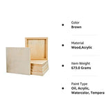 YoleShy 6 Pcs 8'' x 8'' Unfinished Wood Cradled Painting Panel Boards for Arts & Craft - Wooden Canvas Panels YoleShy