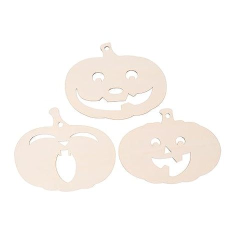 VILLFUL 3 Pcs Pumpkin Chips Wooden Pumpkin Cutout Halloween Wooden Slices Unfinished Pumpkin Cutout Pumpkin Cutting Board Semi- Wood Decor Wood DIY VILLFUL