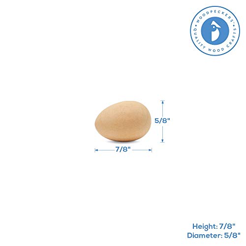 Unfinished Wooden Wren Eggs 7/8 inch, Bag of 25 Mini Wooden Easter Eggs to Paint, Smooth and Ready to Decorate, by Woodpeckers - WoodArtSupply