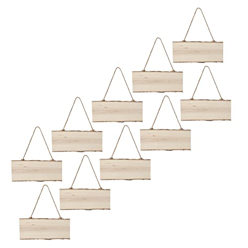 10pcs Unfinished Hanging Wood Signs, Blank Wood Sign Wood Plaque with Ropes for DIY Craft, Painting Writing HERCHR