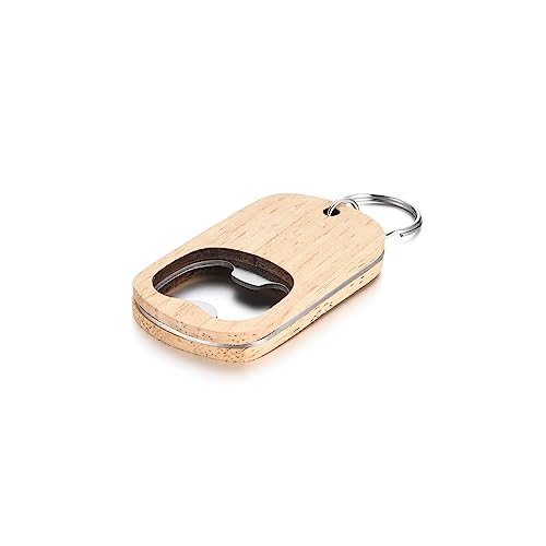 10Pcs Wooden Keychain Bottle Opener Blanks Wood Engraving Bulk Key Chain Unfinished Key Tag for Party Favors DIY Gift Craft Supplies (10pcs) - WoodArtSupply