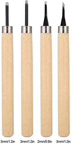 Wood Carving Tool, 4pcs Rubber Stamp Carving Knife Manual Sharpener for DIY Art Craft Carpentry Beginners Amateur (Number Two) HEEPDD