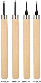 Wood Carving Tool, 4pcs Rubber Stamp Carving Knife Manual Sharpener for DIY Art Craft Carpentry Beginners Amateur (Number Two) HEEPDD