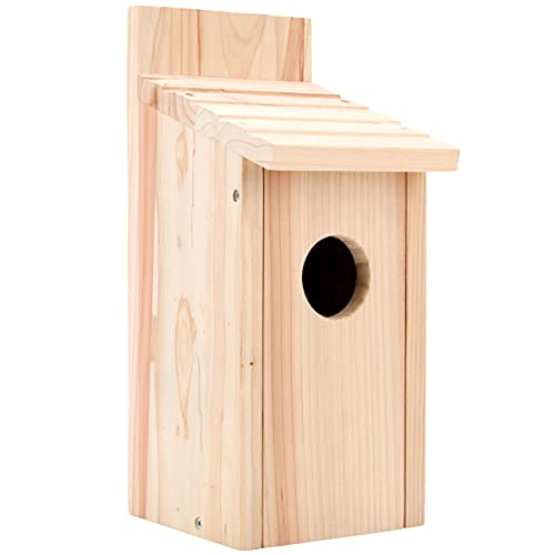 Oceek Cedar Blue Bird Box House Wood Bird House Bluebird Box House Cedar Wren and Chickadee Wren Home Outdoor Hanging Wood Birdhouse No Assembly OceeK