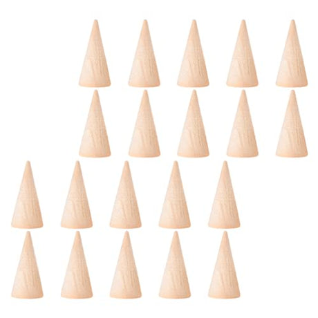 Healifty 20Pcs DIY Cone Wood Jewelry Organizer Wooden Cones for Crafts Unfinished Ornament Holder Display Stand Wood Cone ice Cream Toys for Kids Healifty