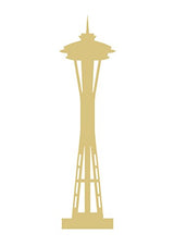 Space Needle Cutout Unfinished Wood Retro Decor City Theme Seattle Door Hanger MDF Shaped Canvas Style 1 Diverse Woodworking