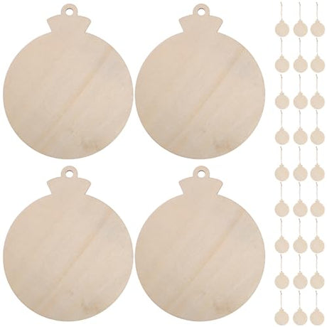 VOSAREA 50pcs DIY Christmas Wooden Hanging Ornaments with Hole Wood Unfinished Cutout Tag Blank Cutouts Natural Wooden Slices for Centerpieces DIY VOSAREA