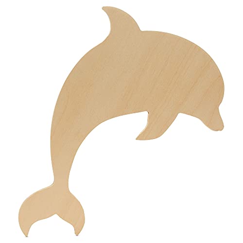 Unfinished Wooden Dolphin Cutout, 12", Pack of 1 Wooden Shapes for Crafts, Use for Summer, Beach & Nautical Decor and Crafting, by Woodpeckers
