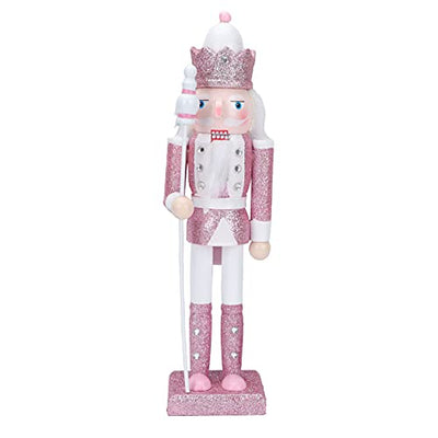 SEWACC Christmas Nutcracker Wooden Nutcracker Ornaments Christmas Decoration Unfinished Nutcracker Figurines Puppet (Pink)