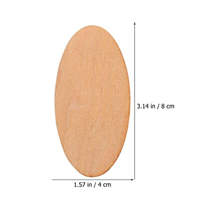TEHAUX 50pcs Oval Wood Chips Unfinished Wood Chip Wood Slices for Centerpieces Oval Wood Slices Rustic Wooden Cutout Wood Craft Material Blank Wood