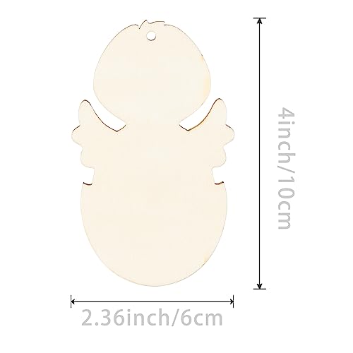 Egg Chicken Shape Wooden Easter Egg Cutouts Blank with Twines Wood Slices Ornaments for Christmas Birthday Party Happy Easter Spring Home Decor DIY Zontween