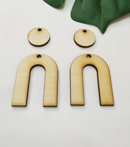 40pcs Unfinished Wooden Earrings, Horseshoe Shape Wooden Earrings Pendants Blank for DIY Craft Jewelry Making (2'')