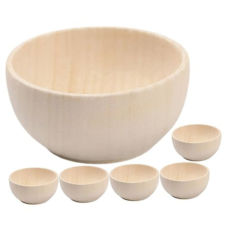 EXCEART 5 Pcs Wooden Bowl Woody Doll Accessories Mini Candle Wooden Peg Doll DIY Wood Bowls Mini Wood Bowls Wooden Unfinished Crafts Bowls Wood Bowls EXCEART