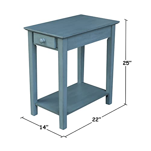 IC International Concepts International Concepts Narrow End Table, Ocean Blue - Antique Rubbed - WoodArtSupply