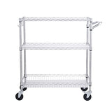 VEVOR Kitchen Utility Cart, 3 Tiers, Wire Rolling Cart with 661 LBS Capacity, Steel Service Cart on Wheels, Metal Storage Trolley with 80 mm Deep VEVOR