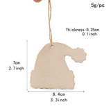Abaodam 30Pcs Christmas Hat Shape Hanging Decor Wooden Santa Hat Hanging Ornaments Xmas Tree Hanging Pendants Unfinished Wood DIY Crafts with Rope Abaodam