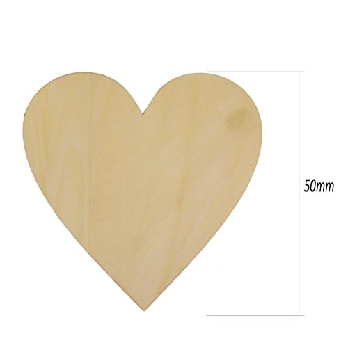 Heart Shape Wood Slices, Unfinished Wood DIY Craft, (50mm, 50pcs) - WoodArtSupply