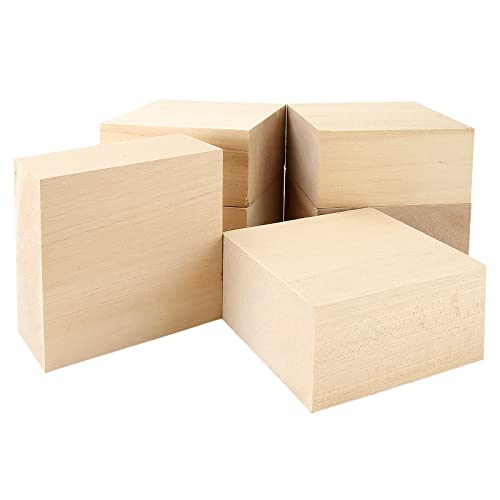 QTLCOHD 6Pcs Basswood Carving Blocks 4x4x2 Inch Whittling Wood Blocks Unfinished Wood Blocks Wood Carving Blocks for Beginner to Expert, Wood Carving