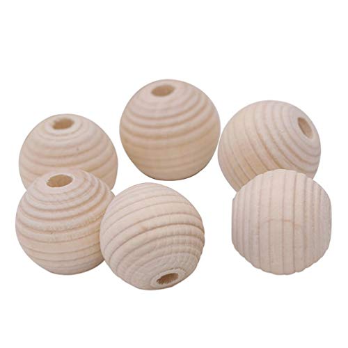 50 Pcs Natural Geometric Screw Thread Carved Wood Beads Unfinished Wooden Spacer Beads for Jewelry Bracelet Necklace DIY Craft Making, 20mm Teensery